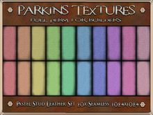 Parkins Textures - Pastel Stud Leather Set - 20x Full Perm Seamless 1024 - Textile, Shoe, Clothing, Boot, Jacket