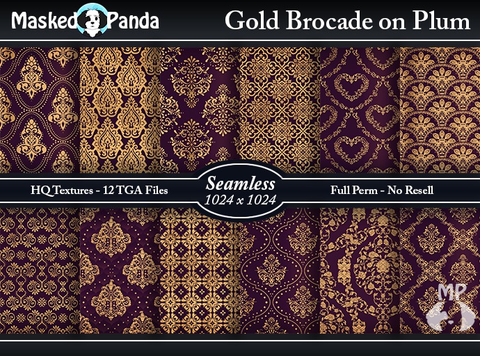 MP Gold Brocade on Plum - Seamless Fabric Textures - Full Perm