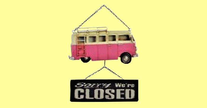HOME WALL ART "Pink VW Bus Sorry CLOSED Sign" Wood Craft Plaque House Decor Alpha Cut-Out Decal on 1 Prim Hang Ready 