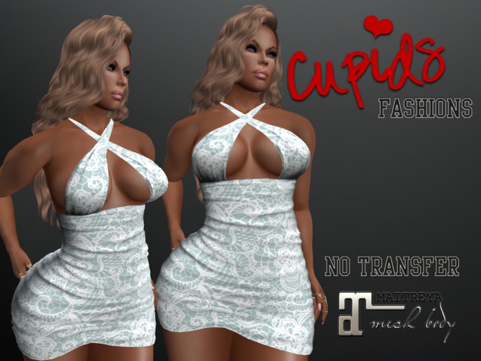 *CF* TWISTED POLKADOT DRESS AQUA LACE