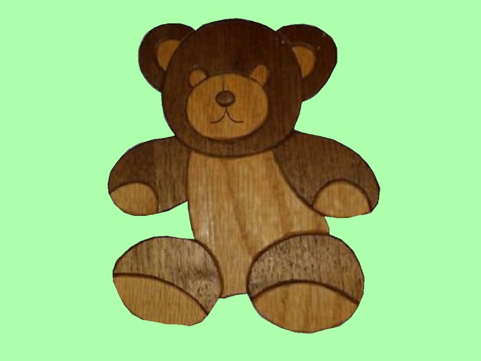 CHILD HOME DECOR WALL DECAL HANGING ART "Teddy Bear Wood Craft" Hand crafted Cut-Out on 1 Prim House Plaque Copy/Mod