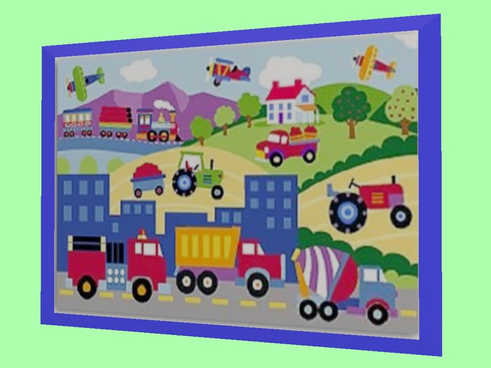 CHILD HOME DECOR FRAMED WALL HANGING ART "Tonka Toy Folk Art Picture" crafted by hand House Plaque Copy/Mod 1 Prim Tint