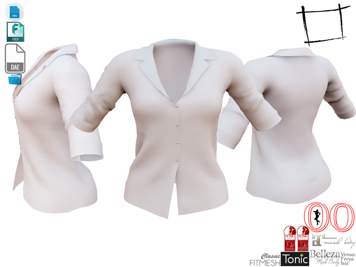 Dae Obj FBX Uniform Jacket Or Sleep Shirt Slink,Ocacin Standard,Maitreya,Belleza, Tonic,Voluptuous