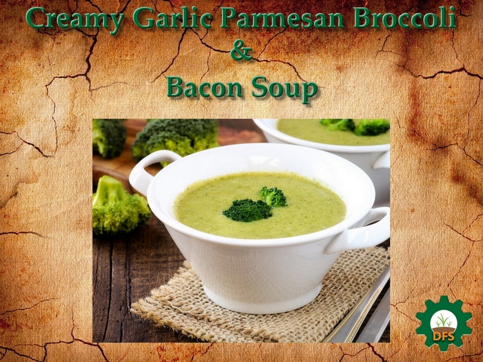 DFS texture creamy garlic parmesan broccoli & bacon soup