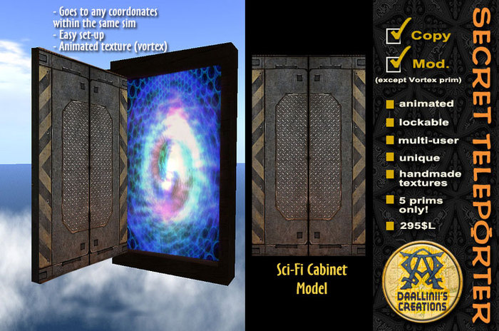 Secret Teleporter ~  Sci-Fi Cabinet [ blue vortex ]
