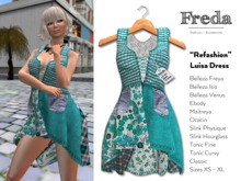 "Freda" Luisa "Refashion" Lace up Tunic Dress with irregular hem turquoise white, for Maitreya, Belleza, Slink, Classic