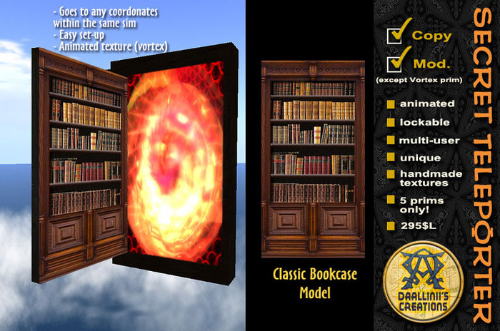 Secret Teleporter ~  Classic Bookcase [ red vortex ]