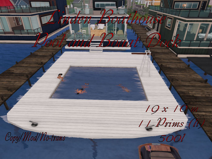 Linden Houseboat Dock Swimming Pool - White