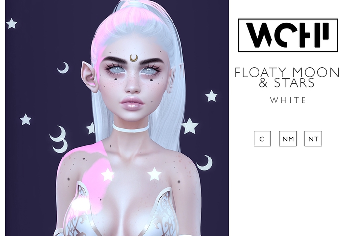 wchi // white floaty moon & stars