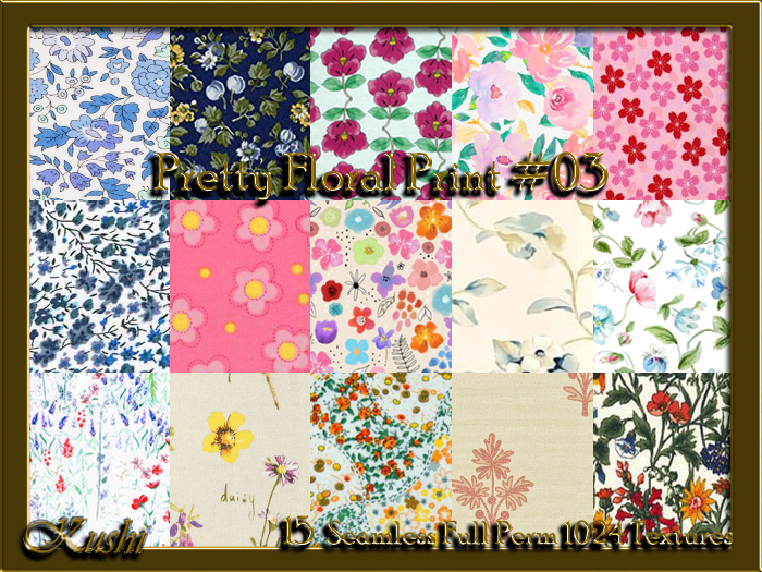 !Kushi! PrettyFloralPrint03 Textures -WearToUnpack