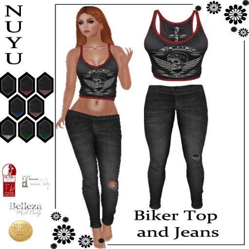NUYU Biker Top and Jeans