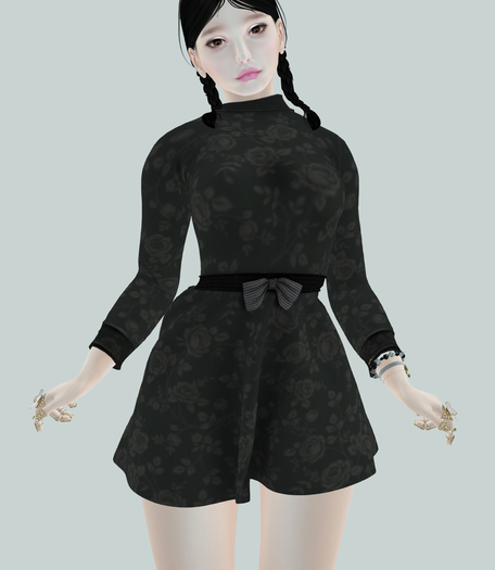 [Fru] 113 Black Dress Fitmesh