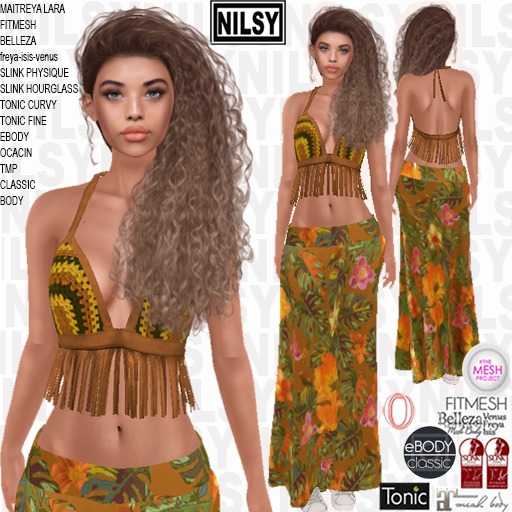NILSY MAXI SKIRT AND FRINGED TOP,ALL BODIES