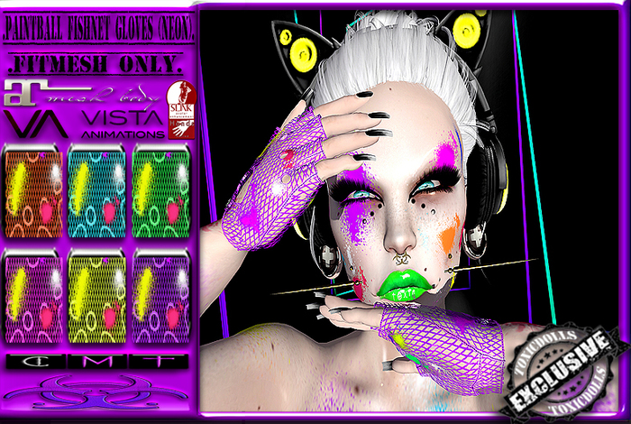 [TD] Paintball Fishnet Gloves [NEON] F
