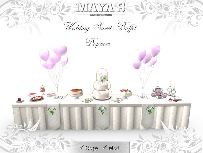 Mayas - Wedding Sweet Buffet / Dispenser [Wedding Cake, Strawberry, Cream, Table, Candlestick etc]
