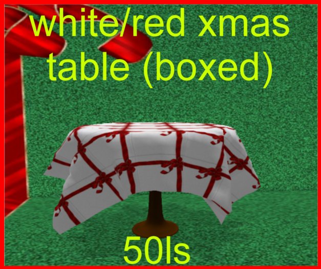 xmas table white with red  (boxed)