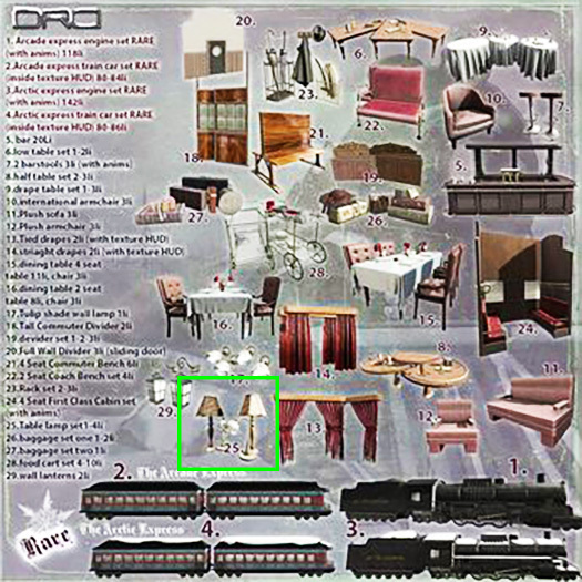 25 -DRD- AE - Train Car - Table Lamp Set 