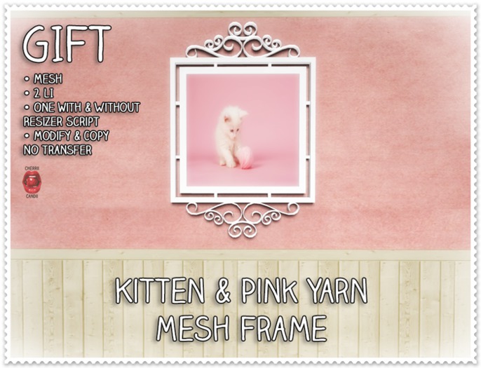 ADD ME! {CC} GIFT - Kitten & Pink Yarn Mesh Frame