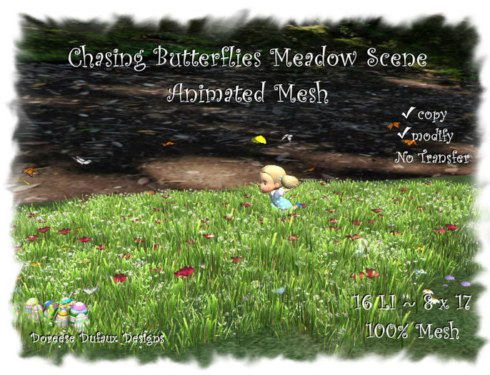 MEADOW SCENE CHASING BUTTERFLIES BOX