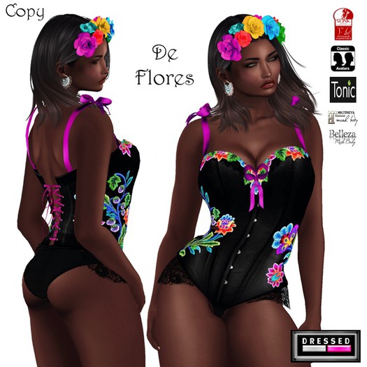 ::DBL:: De Flores Outfit & Hair Flowers (Mesh/Classic Fits) w/ OMEGA PANTIES