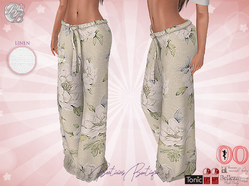 Beach Floral Linen Pants
