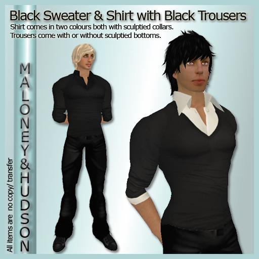 Mens Black Sweater, Shirts and Black Trousers