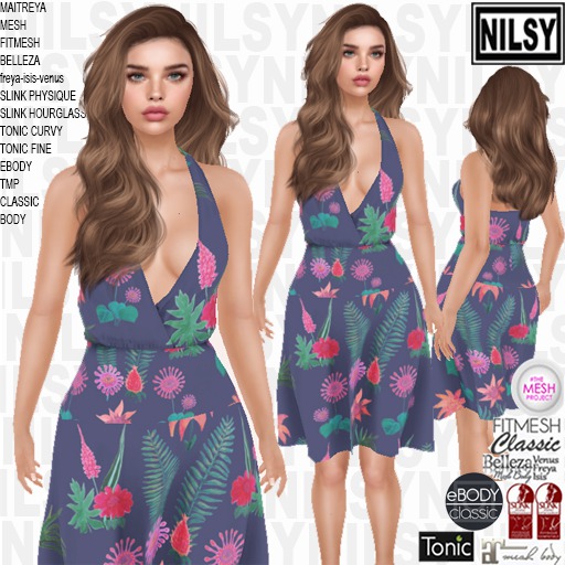 NILSY TROPIC HALTER DRESS,ALL BODIES