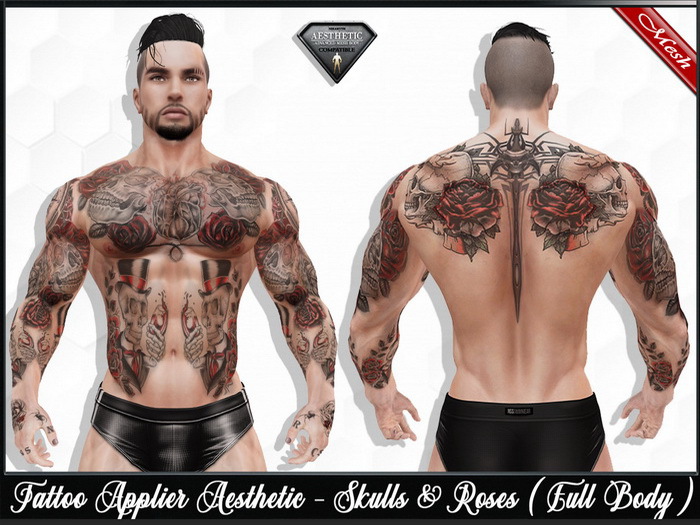 [Hud ]Tattoo Applier Aesthetic - Roses  Full Body