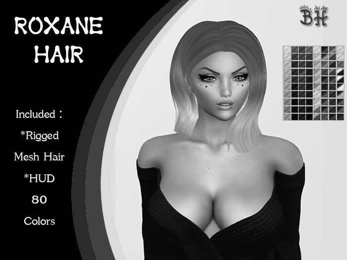 *BH* 5MIN. DEMO Roxane Hair w/Mixed Colors_HUD