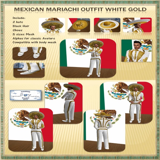 MEXICAN OUTFIT WHITE GOLD MALE