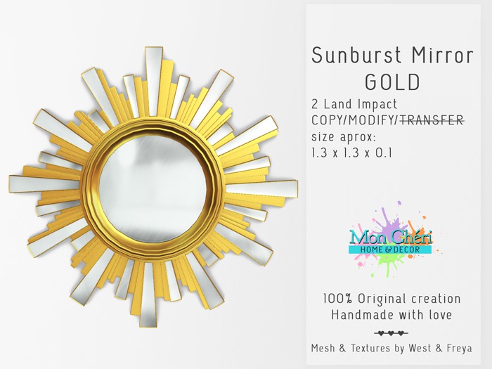 {MonCheri H&D} Sunburst Mirror - Gold