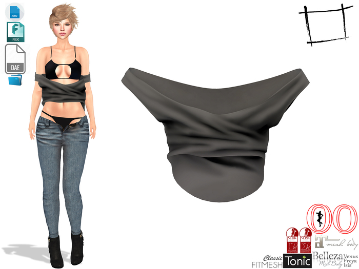 Dae Obj FBX Women's Off Shoulder Top Slink, Maitreya, Belleza, Tonic