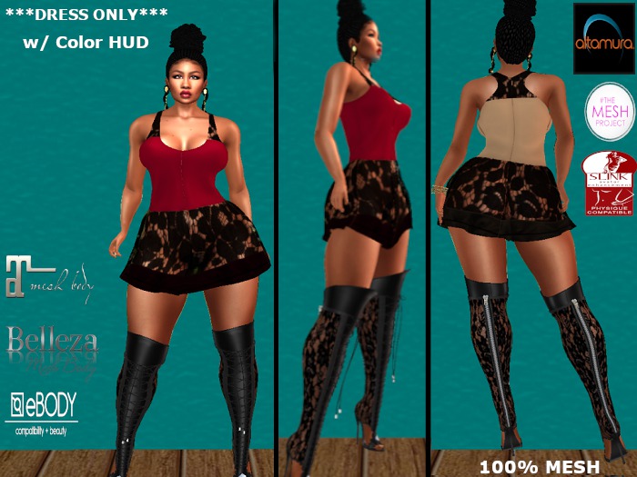 [DF]- Mesh Lace Mini Dress w/ Color HUD