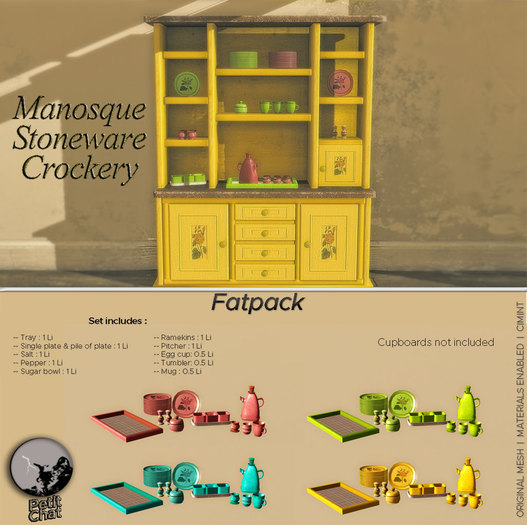 *PC* Manosque Stoneware Crockery FATPACK 