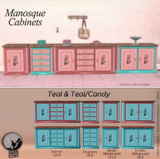 *PC* Manosque Cabinets Teal & Teal/Candy 