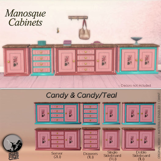 *PC* Manosque Cabinets Candy & Candy/Teal