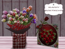 BMC128.. HAPPY BIRTHDAY CARD & TULIPS