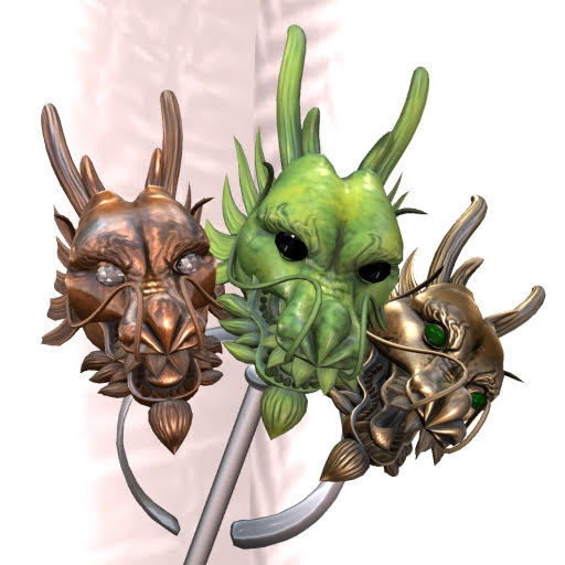 Tri Color Dragon Head Brooch Stone's Works