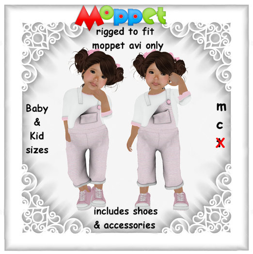 Moppet Pink Striped Capri Overall Set