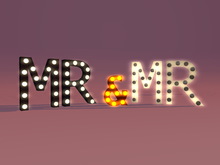 [Px] "MR & MR" Illuminated Light Bulbs Signs