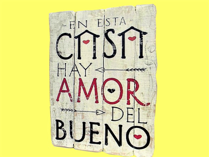 HOME ART CRAFT DECOR "Hanging Wood Painted CASA AMOR Sign" HOME Plaque Shabby Chic Wall Decal on 1 Prim copy/mod