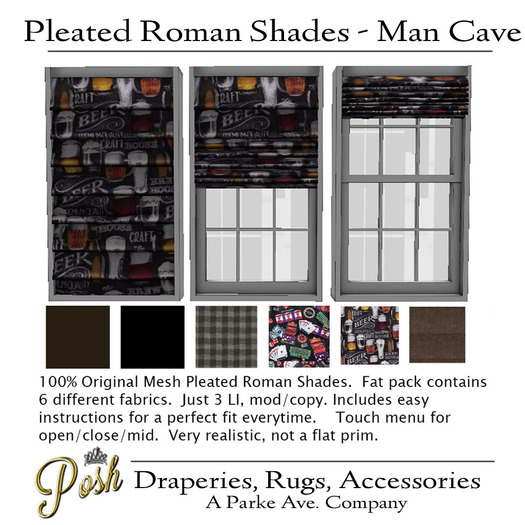 [PA] Pleated Roman Shade - Man Cave