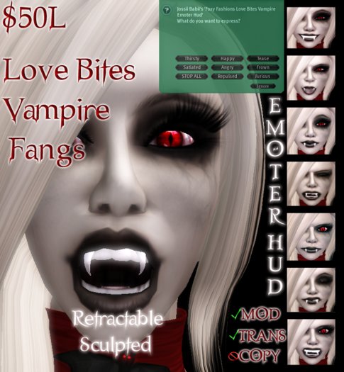 ::Foxy Fashions:: Love Bites Sculpted Vampire Fangs (Retractable)