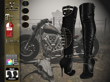 V-Twins Biker Boots - Raven Black&Brown Maitreya, SLInk;Belleza (HUD System)