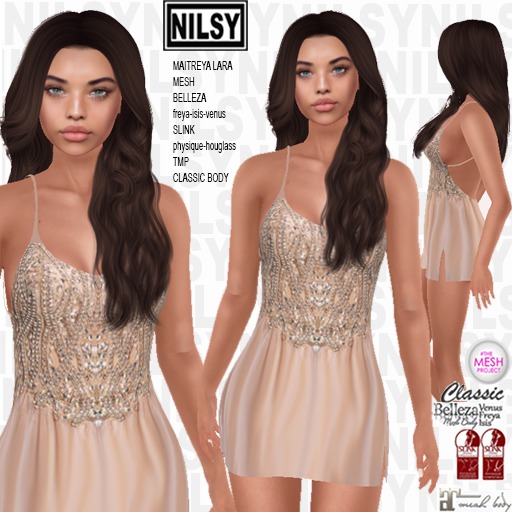 BEADED STRAPPY DRESS,mesh,maitreya,belleza,tmp,slink