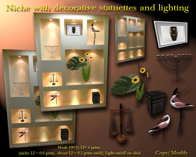 Niche with decorative statuettes and lighting (BOX)