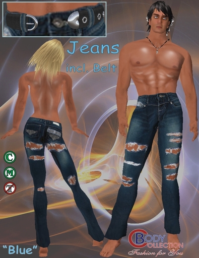 BC - Ripped Jeans (blue) + Belt