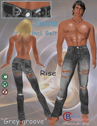 BC - Ripped Jeans (grey groove) + Belt
