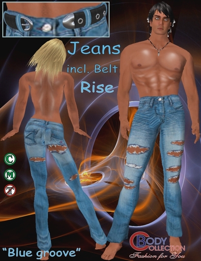 BC - Ripped Jeans (blue groove) + Belt