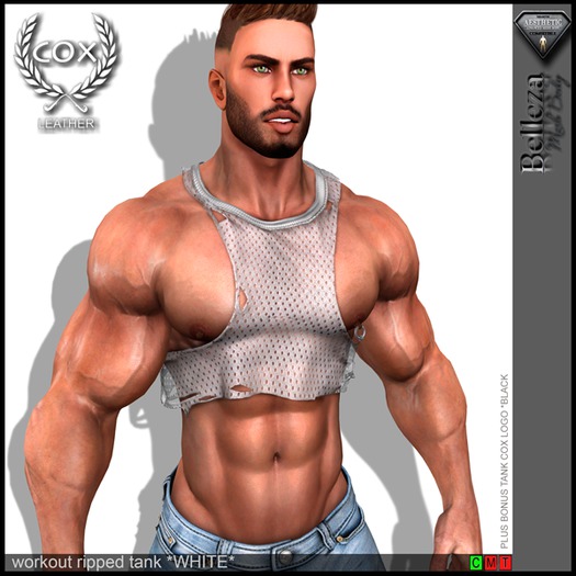 *COX* Workout Ripped Tank *WHITE